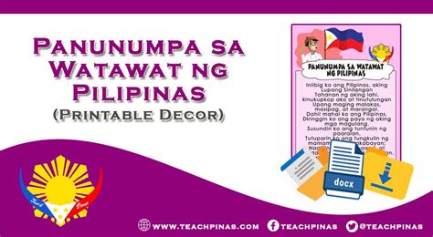 Panunumpa sa Watawat ng Pilipinas Printable Decor.